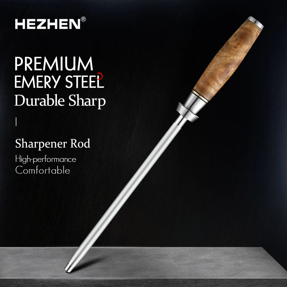 HEZHEN Sharpener Rod Knife Sharpener High-carbon Steel Emery Kitchen tool Long Lasting Sharpness Kitchen Accessories